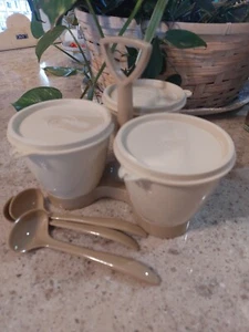 Vintage Tupperware Condiment Caddy Complete Set w/Spoons & Lids - Picture 1 of 5