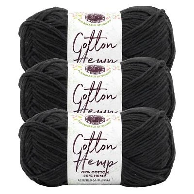 (3 Pack) Lion Brand Yarn 774-153J Cotton Hemp Yarn, Raven - Image 1 of 4