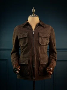 Vintage 90s Stewart Luxury Italian Suede Leather Field Jacket Moleskin "M" - Bild 1 von 15