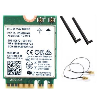 Intel 8260 8260NGW NGFF M.2 Wifi Card for PC WiFi Bluetooth with Antenna sets - Image 1 of 2