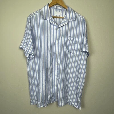 Camisa Onia Para Hombre Con Botones XL Azul Blanco Rayas Costera Playa Manga Corta Foto 1 de 4