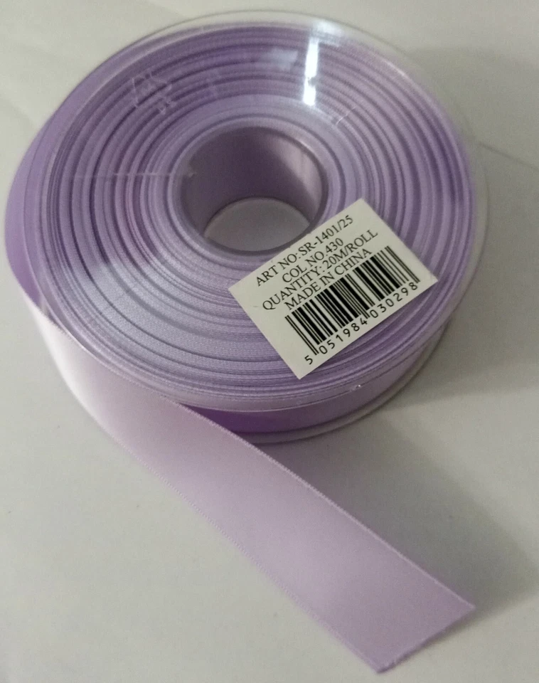 ДВУСТОРОННЯЯ АТЛАСНАЯ ЛЕНТА, 25 ММ, 5 MTRS И 20 MTRS, РАЗЛИЧНЫЕ ЦВЕТА, ИСКУССТВО 1401/25 - Изображение 1 из 1