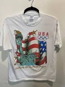 STATUE OF LIBERTY OLYMPIC VINTAGE 90'S USA USOC SINGLE STITCH XL Dream - Picture 1 of 6