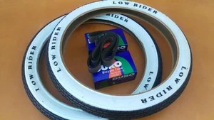 *LOWRIDER LOGO 16x1.75 Brick Pattern White Wall Tires and Tubes 16x1.75 BMX - Afbeelding 1 van 1