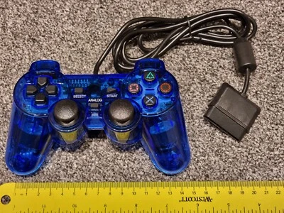 WIRED CONTROLLER for SONY PLAYSTATION 2 PS2 Clear Blue Game Pad Analog BRAND NEW - Image 1 of 2
