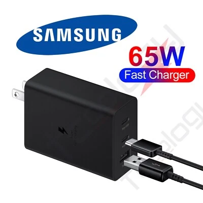 Samsung T6530 65W PD3 Trio Power Adapter Super Fast Wall Charger + 2 USB-C Cable - Image 1 of 4