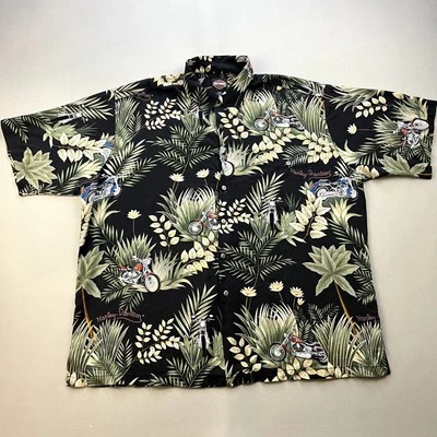 Camisa Hawaiana Harley Davidson Vintage Adulto XXL Negra Tori Richard Botón Años 90 Foto 1 de 4