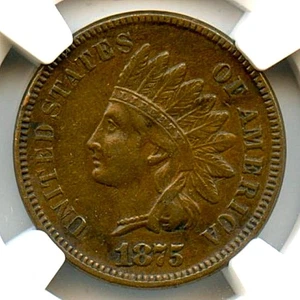 1875 Indian Cent, NGC XF45 BN - Picture 1 of 3