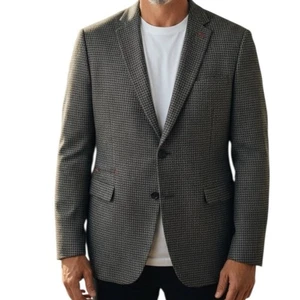 Luciano Visconti Charcoal Gray Houndstooth Check Sport Coat Size 54 Wool Blend - Picture 1 of 16