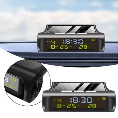 Digital Car Clock Multifunction Solar Powered with Temperature Display - Image 1 of 4