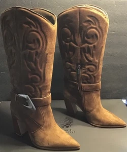 NIB Vince Camuto Women's Biancaa Boots Brown  Suede Size 8 Wide Calf - Picture 1 of 10