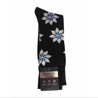 Calcetín AlfaTech by Alfani Snowflake negro blanco azul Foto 1 de 4