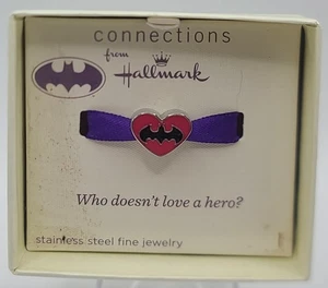 Hallmark Batman Pink Heart Enamel Bead Charm Connections Stainless Steel - Picture 1 of 9