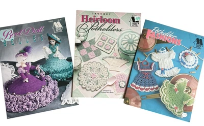 Lot of 3 Annie's Attic Crochet Leaflets Heirloom Potholders Bed Dolls Belles - Image 1 of 4