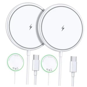 Chargeur Magnétique Sans Fil 15W Mag Safe Chargeur pour Téléphone 16 Pro Max/16 Blanc - Photo 1 sur 7