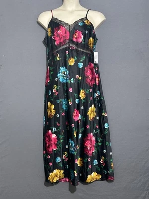 Dark Cottagecore Slip Dress Sz XXL Black W/ Flowers Whimsygoth Fairy - Image 1 of 4