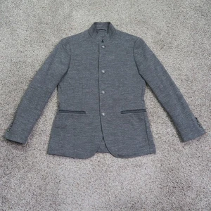 John Varvatos Jacket Mens 36 Gray Linen Blend Banded Button Up Military Coat - Picture 1 of 12