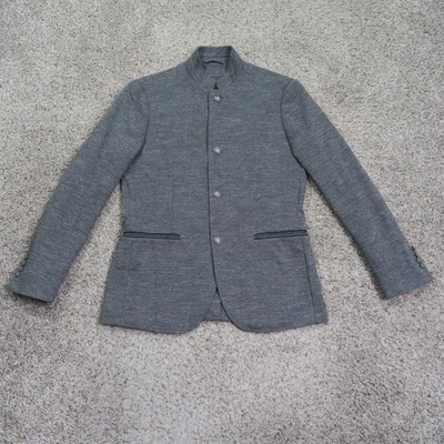 John Varvatos Jacket Mens 36 Gray Linen Blend Banded Button Up Military Coat - Image 1 of 4