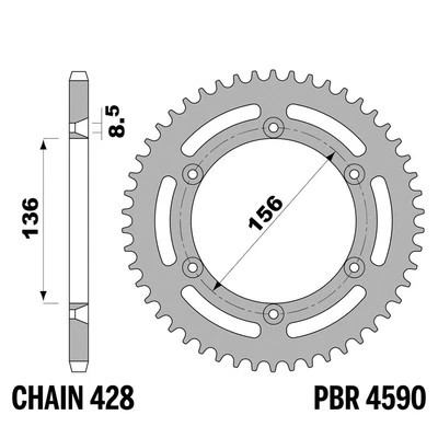 AJP PR4 ENDURO 200 2009-2015 pignon arrière PBR pas 428 50 Dents Acier C - Photo 1/4