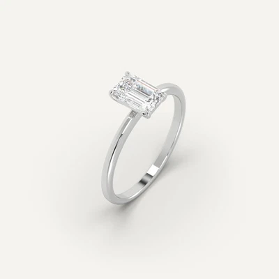 1 carat Emerald Cut Engagement Ring | 100% Natural Diamond in 950 Platinum - Image 1 of 4
