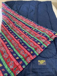 NEW Oshkosh B'Gosh Denim Reversible TWIN COMFORTER Blanket Bright Striped - Picture 1 of 7