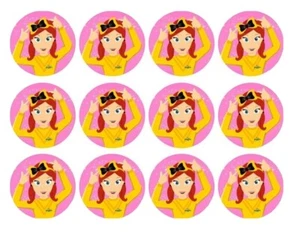 12x Emma wiggles pre cut on fondant disk Cupcake/cookie Edible Toppers - Picture 1 of 4