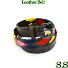 Genuine Leather Polo Men's Belt Multi Color Hand Woven Pattern 100 CM BLT-10