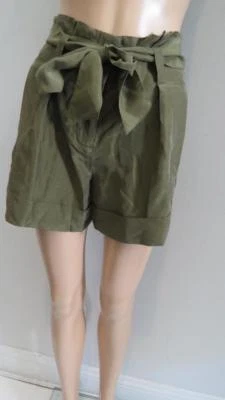 Nuevo con etiquetas Theory 'ETTIE' Verde Oliva Seda con Cinturón Extraíble Corto Talla 00 RET $150 Foto 1 de 4