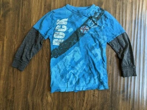 Size 5 Warrior Poet Rock & Roll Guitar Boy Sweater Top Blue Top Long Shirt - Picture 1 of 4