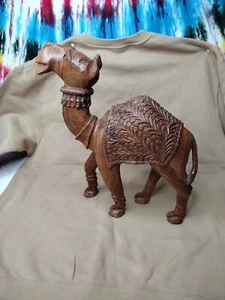 Vintage Camel Wood Hand Carved Detailed Figurine Christmas Nativity 14 Inch Tall - Picture 1 of 18