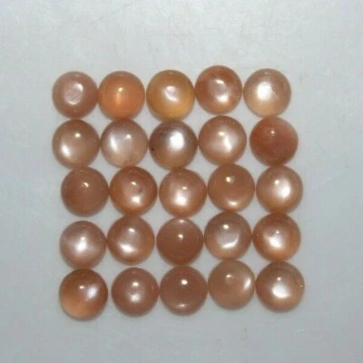 Peach Moonstone 3mm, 4mm, 5mm, 6mm, 8mm, 10mm,  12mm Round Cabochon Loose Gem(s) - Image 1 of 4
