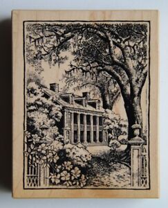 PSX Rubber Stamp RHODODENDRON HALL Southern Mansion House Landscape K-2138 Rare!