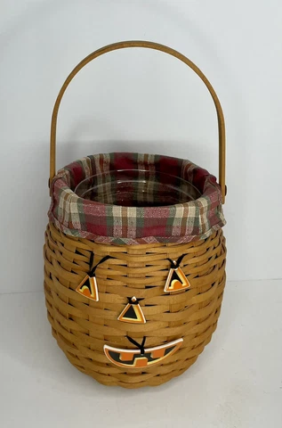 Longaberger 2000 Halloween Basket Jack O' Lantern Tie-on Face & Insert, Signed Cover