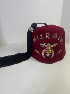 Vintage Masonic Shriner Fez Hat w/Tassel MIZRAIM No. 119 sz 7.5 - Picture 1 of 15