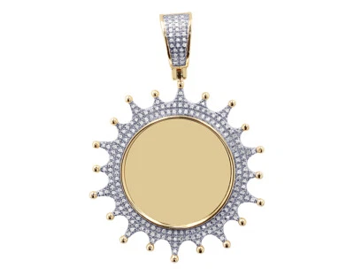 2 Row 2/5 CT Diamond Splash Border Memory Pendant 1.8" 10K Yellow Gold - Image 1 of 4