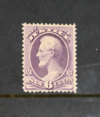 USA Scott # O28 VF OG Hinged 6c Justice Dept. Revenue US Stamp Cat $310 - Image 1 of 2