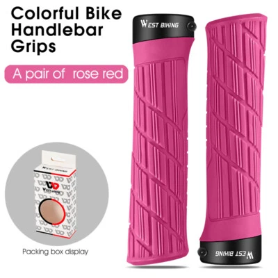 WEST BIKING Bicycle Handlebar Grips One-sided Lock Cycling MTB Bike Grips a Pair - Image 1 of 4