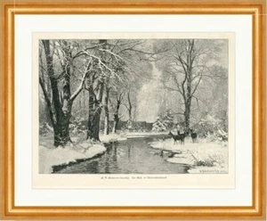 A. M. Andersen Lundby Der Wald im Weihnachtsschmuck Holzstich E 8808 Gerahmt - Bild 1 von 1
