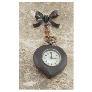 Seltene WW1 Swiss GunMetal Trench Sweet Heart Taschenuhr 1914 & Schleife - Bild 1 von 17