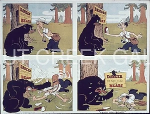 WWII Poster, Safety, "DANGER DO NOT FEED THE BEARS" Art Print on 11x14" 22814 - Picture 1 of 1