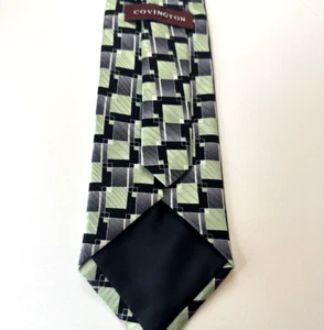 Covington Men’s Tie Green Gray Black Geometric Square Block 4”x57” Neckwear - Picture 1 of 6