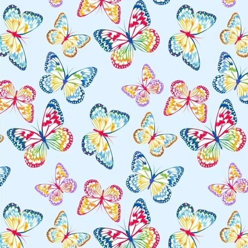 Emilia's Dream Fabric - Rainbow Butterfly Toss Blue - Blank Quilting YARD - Image 1 of 1