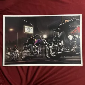 HARBOR LIGHTS Harley Davidson David Mann Poster Print - Picture 1 of 1