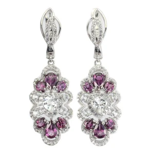 925 Sterling Silver Heart White Topaz 6x4mm Gems Simulated Cz  Earrings - Picture 1 of 10