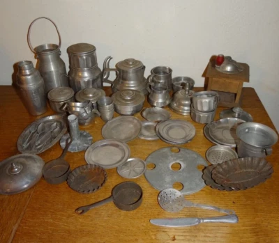 Gros Lot Accessoires de Dinette Ancienne Vintage 1930/40 Fer Blanc Rare Shaker - Photo 1/4