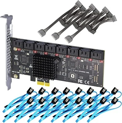 GLOTRENDS SA3120J 20-Port PCIe SATA Card, Including SATA Cables and 1:5 SATA - Image 1 of 4