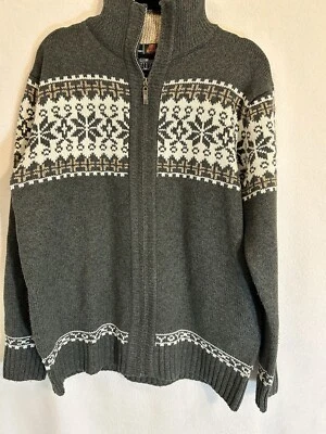 Suéter Fair Isle Lana Cremallera Talla 2XL XXL Verde/Gris Crema Foto 1 de 4