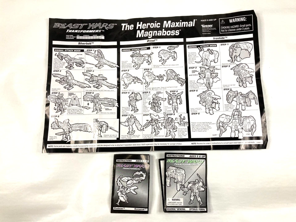 3 manuales de instrucciones originales de Beast Wars Transformers de colección - años 90 Foto 1 de 4