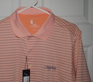 NWT New FAIRWAY & GREENE Tech Golf Polo Shirt Men's Large Peach Blue KIAWAH ISL - Picture 1 of 5