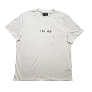 Calvin Klein Men's T-Shirt Short Sleeve CK Logo 100% Cotton White 2XL - Picture 1 of 12